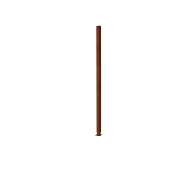 Kortena tērauda žogs H - Stūra stabs ar pamatplati - 190 x 6 x 6 cm