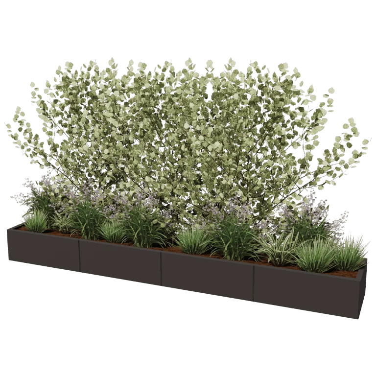 Tērauda puķu kaste XXL - Taisnstūris - 320 x 50 x 60 cm - Cita RAL krāsa - Ar pamatplati