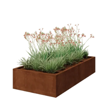 Kortena tērauda puķu kaste - Taisnstūris - 200 x 100 x 40 cm - Metināts - Bez pamatplates