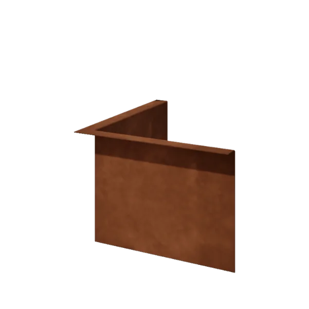 Kortena tērauda dobes apmale - Locīta - Iekšējais stūris - Augstums 22 cm