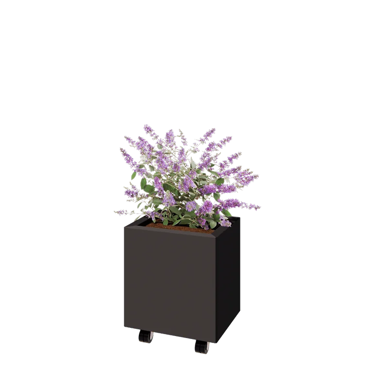 Tērauda puķu kaste - Taisnstūris - 40 x 30 x 40 cm - Cita RAL krāsa - Ar pamatplati - Ar riteņiem