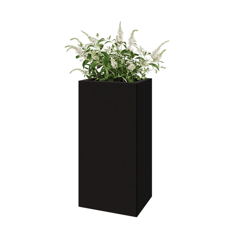 Tērauda puķu kaste - Taisnstūris - 40 x 30 x 80 cm - RAL9005 matēts (melns) - Ar pamatplati