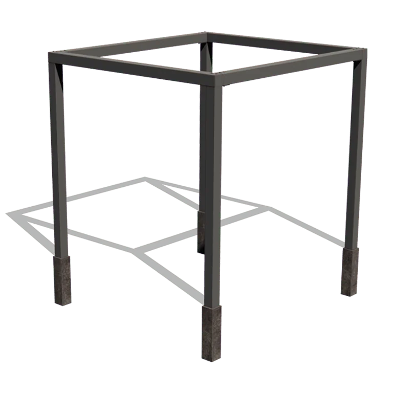 Tērauda pergola - Kvadrāts - 274 x 250 x 230 cm - RAL9005 matēts (melns) - Ar betona pamatu
